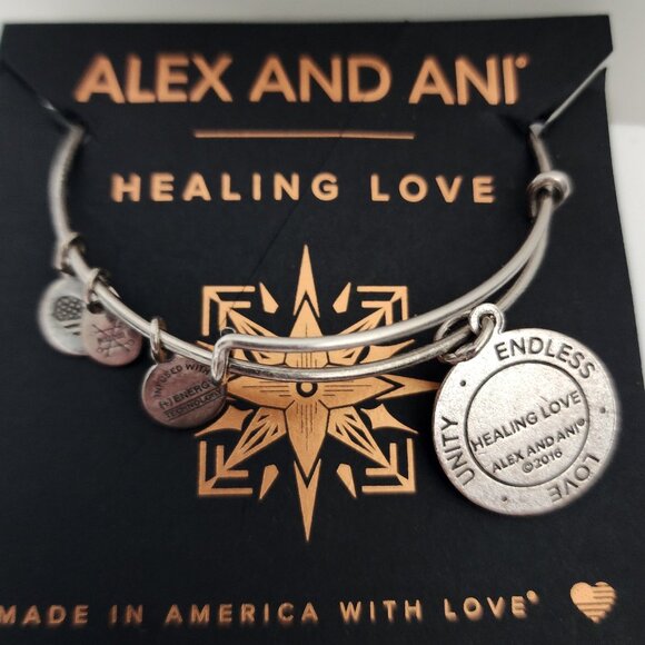 Alex and Ani Healing Love Charm Bangle Expandable 2016 Silver Bracelet - Picture 2 of 3
